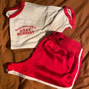 T-shirt and silk shorts PJ’s